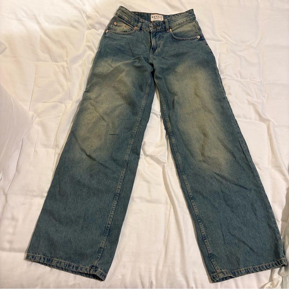 Motel Rocks Wide Leg Blue Jeans